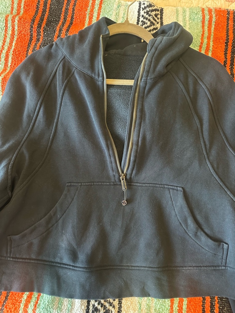Lululemon Scuba Zip M/L Navy Half-Zip Hoodie Sweater